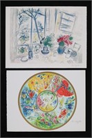 After Marc Chagall 2 Lithographs Opera & Fleurs