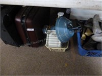 Luggage - shoes - misc. under table