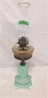 Uranium glass oil lamp with chimney