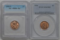 3- Lincoln Head Cents Graded (1936, 1941-D, 1956-D