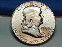 OF) BU 1956 Franklin silver half dollar