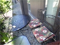 ROUND METAL PATIO TABLE W/ 2 CHAIRS