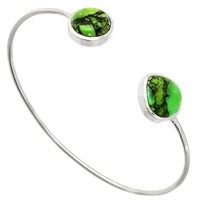 Silver Green Matrix Turquoise Cuff Bangle Bracelet
