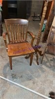 Wooden chair with hall tree and vintage folding