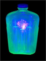 Uranium Vaseline Glass Art deco fridge bottle