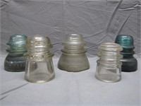 5 Vintage Glass Whitall Tatum Insulators
