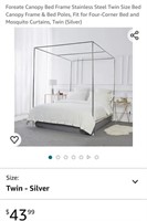 Foreate Canopy Bed Frame Stainless Steel Twin