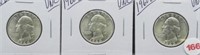 (3) 1960-D UNC Washington Silver Quarters.
