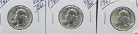 (3) 1961 UNC/BU  Washington Silver Quarters.