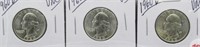 (3) 1960-D UNC Washington Silver Quarters.