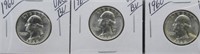 (3) 1960 UNC/BU Washington Silver Quarters.