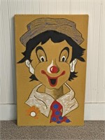 vintage clown painting 17x28