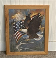 American flag/eagle artwork print 19x23