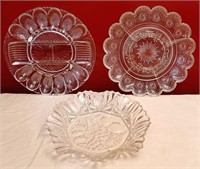 3 > Pattern GLASS APPETIZER DEVILED EGG PLATES