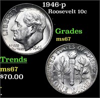 1946-p Roosevelt Dime 10c Grades GEM++ Unc