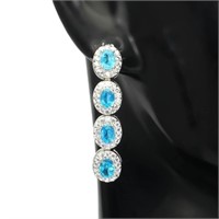 Natural Brazil  Paraiba Blue Apatite Earrings