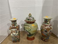Oriental style Ginger Jar and vases