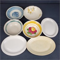 Vtg Stoneware Bowls & Plates