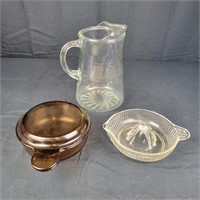 Clear Pitcher, Pyrex Visions & Clear Glass Juicer