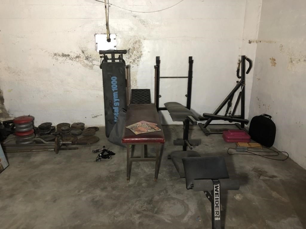 Lot of Workout Equipment Total Gym Weights Bench