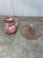 Masons patent ironstone vista pink pitcher and