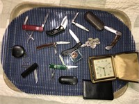 Pocket knives and clock