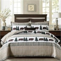 Forest Farmhouse Rustic Reversible Qn Bed Set