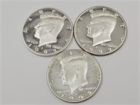 3- 1992 Proof Kennedy Silver Half Dollar Coins