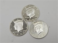 3- 1995 Proof Kennedy Silver Half Dollar Coins