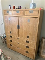Blonde Wood Entertainment Armoire with Drawers