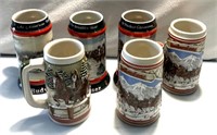 6 Budweiser Steins