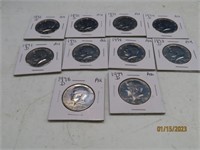 (10) 70s era Kennedy Half Dollar Coins sleeved