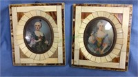 Pair of painted miniature portraits with ivory