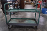 Metal Two Shelf Utility Cart On Casters