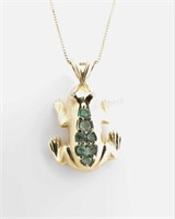 14K Yellow Gold Emerald Frog Pendant
