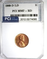 1960-D Lg Date Cent MS67+ RD LISTS $475 IN 67
