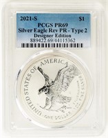 Coin 2021-S T2 Silver Eagle Reverse PR-PCGS-PR69