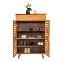 BILPIKOGoo Shoe Storage Cabinet, Bamboo 4 Tier Ent