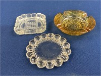 (3) Vintage Ashtrays including Bubble glass,