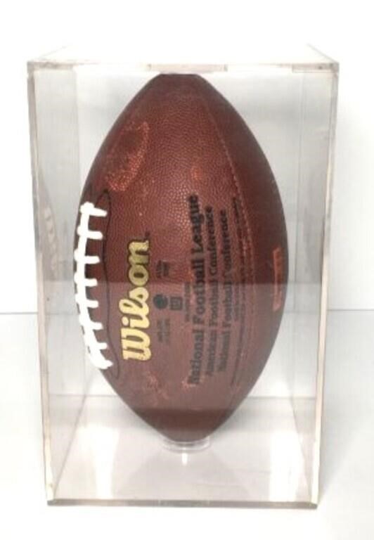 Signed Drew Bledsoe Football in Acrylic Case