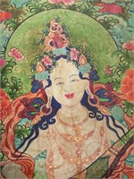 Antique Chinese Tibetan Tangka 34 x 24"