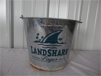 Landshark Beer Galvenized Ice Bucket