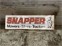 Vintage Snapper sign, tin single sided w/ wooden