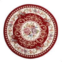 2.6ft Floral Round Rug  Red 2.6' x 2.6'