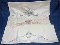 (3) nice old embroidery pillow cases