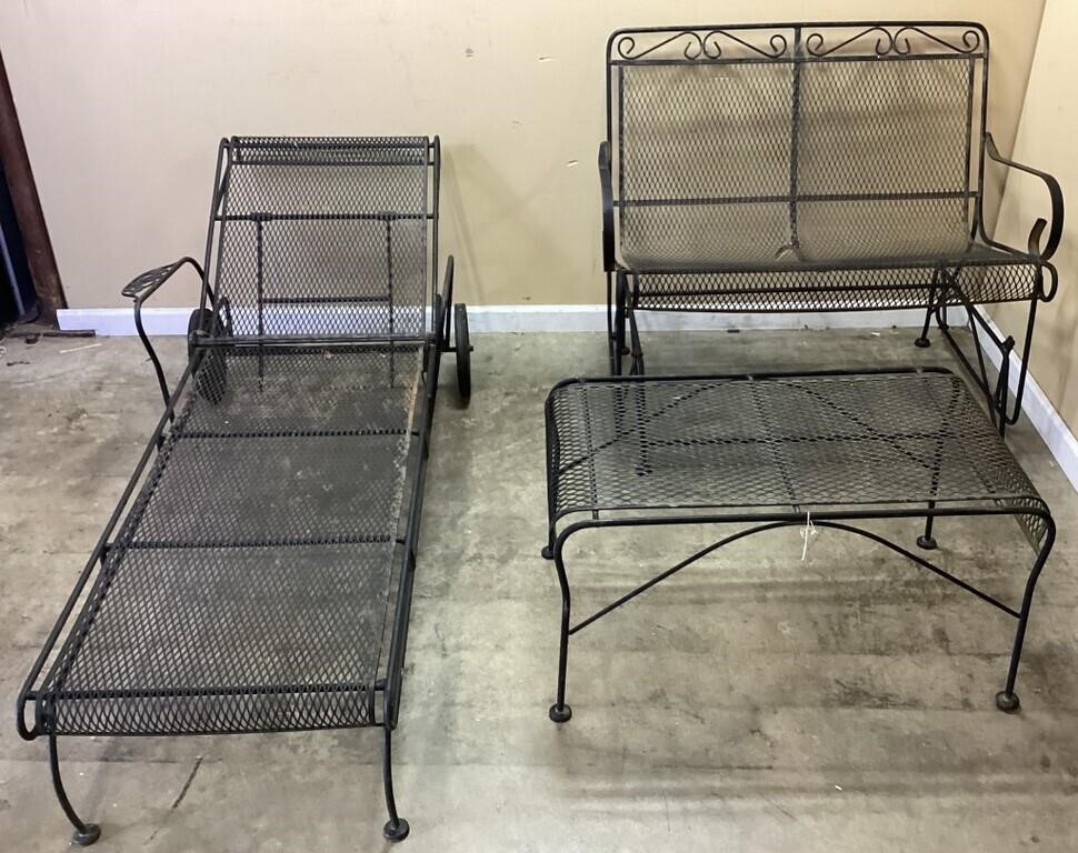 3 PIECE WROUGHT IRON PATIO FURNITURE, ROCKER