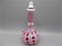 Fenton cranberry opal Coin spot Barber bottle