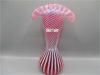 Fenton cranberry opal 12" Swirl vase