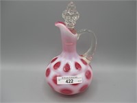 Fenton cranberry opal Coin spot cruet