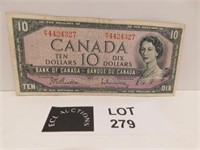 1954 CANADA 10 DOLLAR NOTE BEATY RASAMINISKY